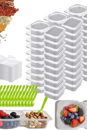 30 Set Thickened Reusable Leak-proof Snack Container with Lid, Dual Compartments Dip Holder - Refrigerator & Microwave Safe, Ideal for Fruits, Outdoor Activities, and On-the-Go Sauce Storage