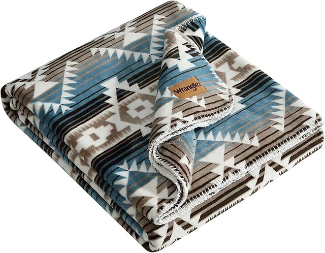 Wrangler Throw Blanket Coco Flannel Jericho Turquoise 60" x 70"