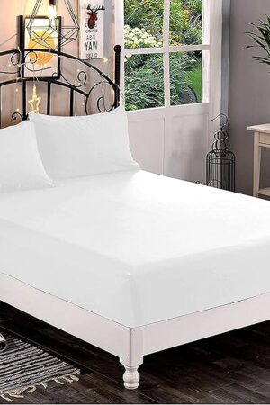 Elegant Comfort 1500 Premium Hotel Quality 1-Piece Fitted Sheet, Softest Quality Microfiber - Deep Pocket up to 16 inch, Wrinkle and Fade Resistant, King, White