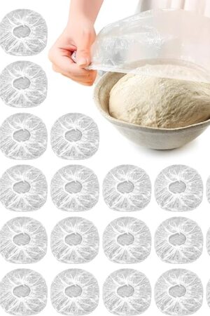 120PCS Reusable Bowl Covers for Bread Proofing, Elastic Plastic Covers for Sourdough Rising and Baking Supplies, Stretchable Wrap for Storage Containers