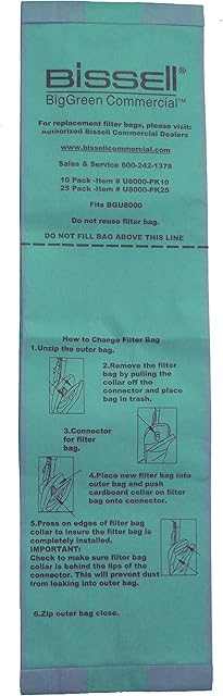 BISSELL BigGreen Commercial U8000-PK10 Vacuum Bags