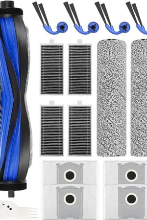 16 PCS Replacement Accessories kit Compatible with ECOVACS DEEBOT X9 Pro Omni Vacuum Cleaner Robot, 1 Main Brush, 4 Side Brushes, 4 HEPA Filters, 2 Mopping Rollers, 4 Dust Bags, 1 Cleaning Brush