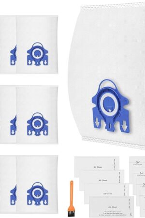 12 Pack 3D Airclean Dust Bags Compatible with Miele GN Vacuum Cleaner Bags for Classic C1 Complete C2 Complete C3 S2 S5 S8 S400i S600 S800 Series with 4 Motor Filters, 4 Exhaust Filters