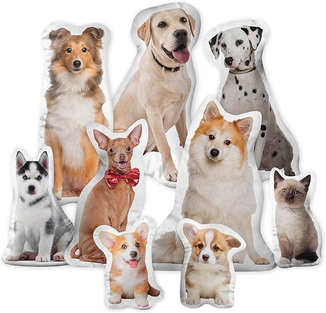 Easycosy Custom Photo Pillow, Personalized Pet Pillow Shaped Like Your Dog Cat, Customized Stuffed Animal Picture Pillowcase, Pet Memorial Gifts for Her Him Birthday Gifts for Pet Lovers(20 Inch)