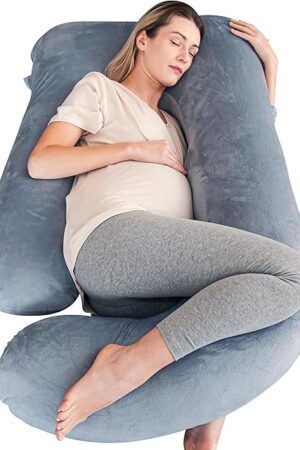 Cute Castle Pregnancy Pillows, Soft U-Shape Maternity Pillow with Removable Cover - Full Body Pillows for Adults Sleeping - Pregnancy Must Haves - Jumbo 57 Inch - Grey