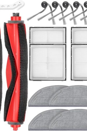 17 Pack Replacement Accessories Kit Compatible with Roborock Q10 S5/Q10 S5+/Q10 X5/Q10 X5+ Robot Vacuum, 2 Main Brush, 6 Side Brush, 4 HEPA Filter, 4 Mop Pads