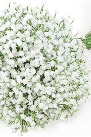 DEEMEI 6 PCS Babys Breath Artificial Flowers Fake Babys Breath Flowers Artificial Bulk White Gypsophila Bouquets Real Touch Faux Flowers for Wedding Floral Arrangement Party Home Decoration