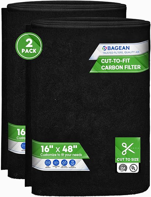Cut to Fit Activated Carbon Filter Sheet 16? x 48? - Activated Carbon Air Filter for Air Purifiers Window AC Air Vent And More - Charcoal Filters Effectively Remove Odors & Freshens the Air (2-Pack)