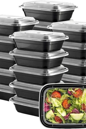 Comfy Package [12 oz -50 Count 1 Compartment Meal Prep Containers Reusable - Microwaveable, Dishwasher and Freezer Safe, BPA-Free, Portion Control and Convenience Food Storage with Lids, Stackable