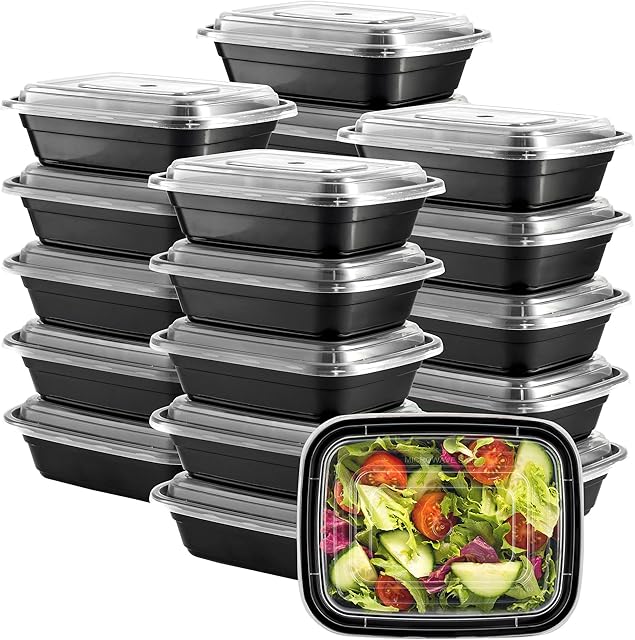 Comfy Package [12 oz -50 Count 1 Compartment Meal Prep Containers Reusable - Microwaveable, Dishwasher and Freezer Safe, BPA-Free, Portion Control and Convenience Food Storage with Lids, Stackable