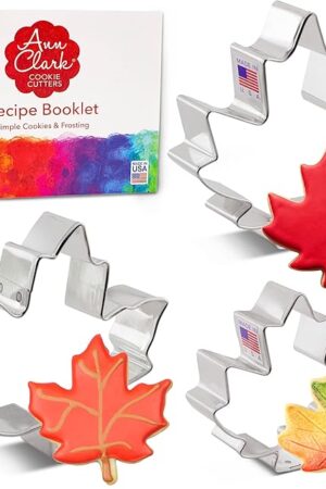 Ann Clark Cookie Cutters Maple Leaf Cookie Cutters 3-Pc. Set Made in the USA, 3", 3.25", 4"