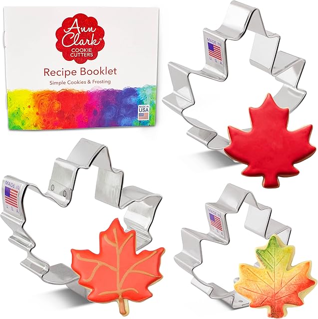 Ann Clark Cookie Cutters Maple Leaf Cookie Cutters 3-Pc. Set Made in the USA, 3", 3.25", 4"
