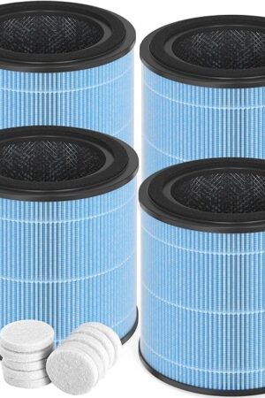 AP0601 Replacement Filters Compatible AIRTOK Purifier, 4-in-1 HEPA Filters, AP0601-RF 4 Pack (with Extra 10-Pieces Aroma Pad)