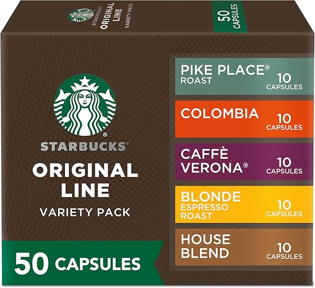 Starbucks by Nespresso Original Line Variety Pack Coffee, 50-count Espresso Pods
