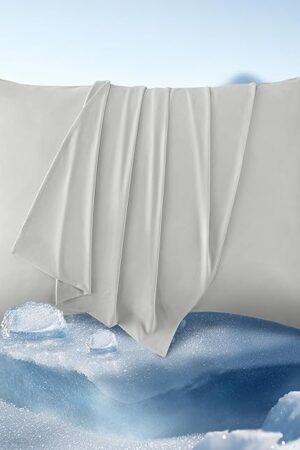 Bedsure Cooling Pillow Cases for Hot Sleepers, Cool Pillowcases for Night Sweats, Silky Soft & Breathable Cold Pillow Covers with Hidden Zipper, Grey, 20x30 Inches