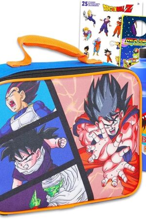 Dragon Ball Z Lunch Box for Boys Set - Bundle with Insulated Lunch Bag, Water Bottle, Stickers, More | Dragon Ball Z Lunchbox for Kids