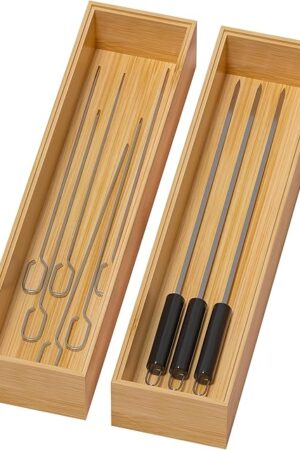 Bamboo Drawer Organizer for Kitchen, 12 X 3 X 2 Inch