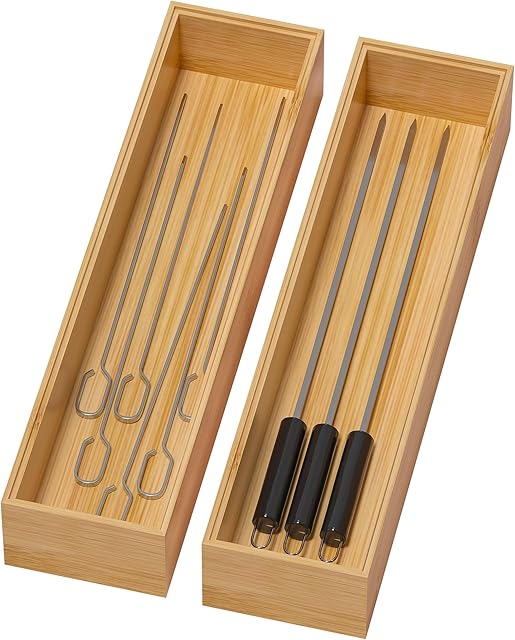 Bamboo Drawer Organizer for Kitchen, 12 X 3 X 2 Inch