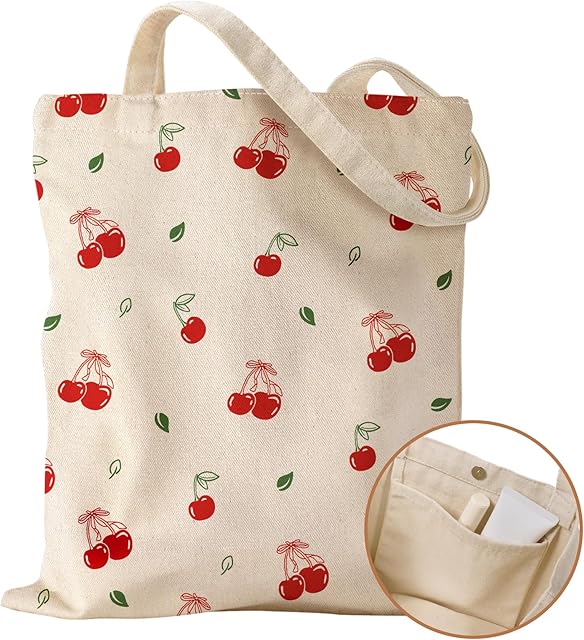 Aesthetic Cottonseed Tote Bag for Women - with Magnetic Buckle and Inner Pocket for Lady Cloth Cotton Tote Bag