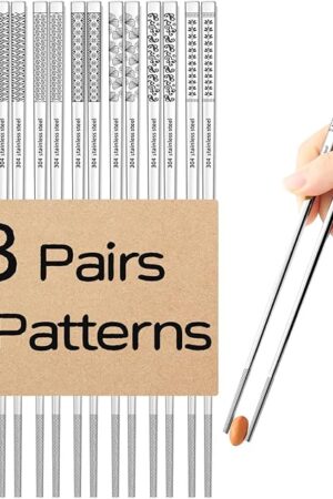 8 Pairs Metal Chopsticks Reusable 18/8 Stainless Steel Chopsticks Set Cute Laser Engraved Non-slip Japanese Korean Chinese Chopstick for Cooking Eating Dishwasher Safe 9.25" Chop Sticks Gift Set