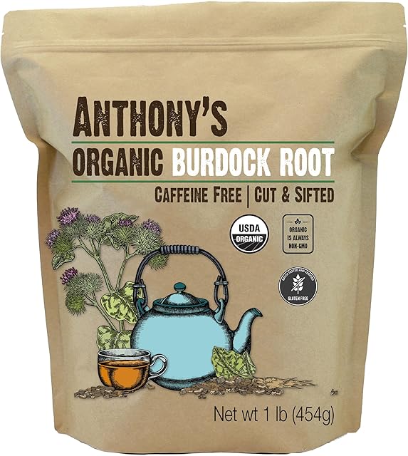 Anthony's Organic Burdock Root, 1 lb, Cut & Sifted | Organic | Gluten Free | Non GMO | Caffeine Free