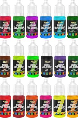 Airbrush Food Coloring Kit from FUTEBO: 24 Colors Edible Airbrush Kit for Cupcakes, Cookies & Desserts,Tasteless Cake Paint Edible Airbrushes Food Coloring for Cake Decorating(0.35 Fl. OZ Each Bottle)
