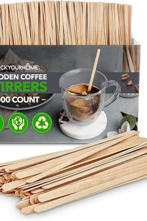 1000 Count Wooden Coffee Stir Sticks, Bulk Wood Stirrers for Coffee and Tea, Disposable Drink Stirrers for Hot Drinks, 5.5 Inch Wooden Coffee Stirrers for Home, No Plastic Stir Sticks, Stock Your Home
