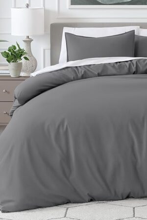 Bare Home Bedding Duvet Cover Extra Long Size - Premium 1800 Super Soft Collection - Lightweight, Cooling Duvet Cover - Soft Breathable Bedding (Twin/Twin XL, Grey)