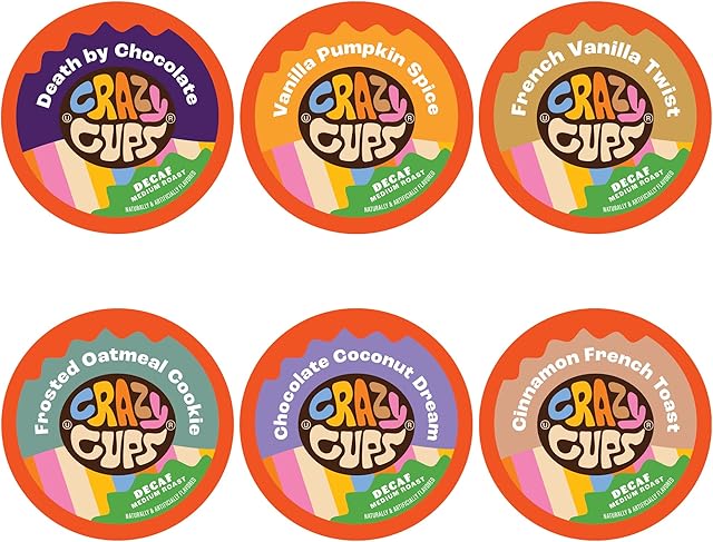 Crazy Cups Decaf Flavored Coffee Variety Pack 24 Count for Keurig Brewers