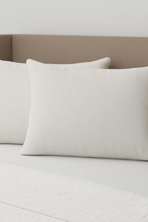 AllerEase 100% Organically Grown Soft Cotton Top Allergy Defense Fabric Bed Pillow Naturally Breathable, Hypoallergenic Fiberfill Machine Washable, Std/Q Size Pillow, White- 2 Pack