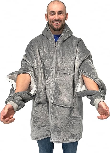 Dialysis Sweatshirts with Arm Zipper | Oversized Wearable Blanket Dialysis or Chemotherapy | Dual-Arm & Chest Access