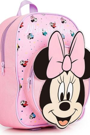 Disney Backpack for Girls Toddlers Preschool Backpack Bookbag for School Daycare Travel School Supplies Gifts for Girls (Pink Minnie 3D)