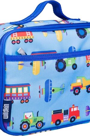 Wildkin Kids Insulated Lunch Box – Durable and Reusable for School & Travel - Trains, Planes, and Trucks