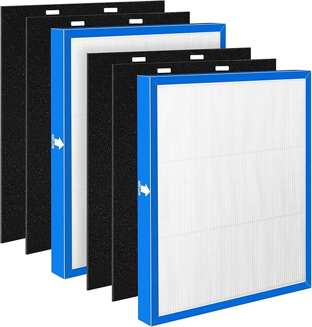 AF-20 True HEPA Filter Compatible with HoMedics Air Purifier AF-20 AP-25 AR-20 Filter, fits Number AF-20FL AP-25CRF AF-25, with 2 HEPA Filter + 4 Carbon Pre-filter