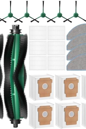 25 Pcs Replacement Parts for iRobot Roomba 104 / Q052/ 105 Vac/ 105 Combo Robot Vacuum, Q0520 105 Accessories Include 2 Main Brushes, 6 Filters, 6 Dust Bags, 6 Side Brushes, 4 Mop Pads, 1 Clean Brush