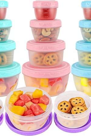 16PCS Food Storage Containers with Lids, Meal Prep Reusable Kids Lunch Containers, Dishwasher Safe & BPA Free Plastic Snack Salad Dressing Containers to go With Leak-Proof Screw-On Top for Lunch