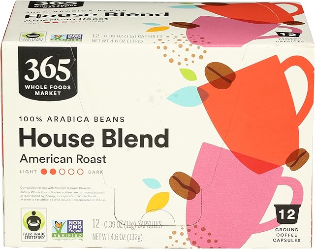 365 by Whole Foods Market, House Blend Coffee Pods, Medium-Light American Roast, 12 Count