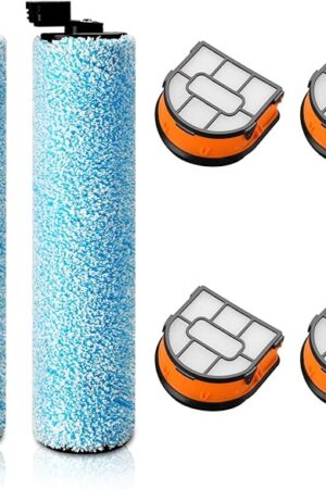 WD161 Roller and Filter For Shark HydroVac MessMaster Wet Dry Vacuum Cleaner WD161 WD261 AW261 (2 Brush 4 Foam Filter Kit)