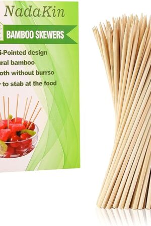 200 PCS Bamboo Skewers, 6 Inch Food Sticks for Appetizers, Fruit, Grilling Kebabs, Cocktail Picks for Drinks, Toothpicks Natural, Kitchen Gadget