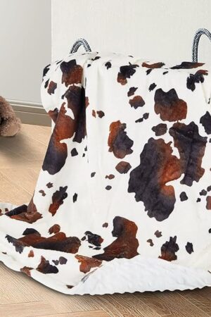 Cow Baby Blanket for Boys Girls Soft Fleece Minky Blanket with Dotted Backing Double Layer Newborn Toddler Blankie for Nursery Stroller Crib Gift to Son Nephew Grandson 26.5 * 40 Inches