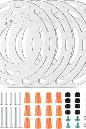4 Pack Universal Light Fixture Mounting Bracket, 4 Inch Diameter Ceiling Light Mounting Bracket, Round Steel Light Crossbar Plate with Screws & Nuts for Ceiling Fan, Pendant Light, Wall Sconces