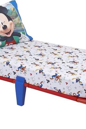 Disney Mickey Mouse Having Fun Super Soft 2 Piece Toddler Sheet Set, White/Grey/Blue/Red(Pack of 1)