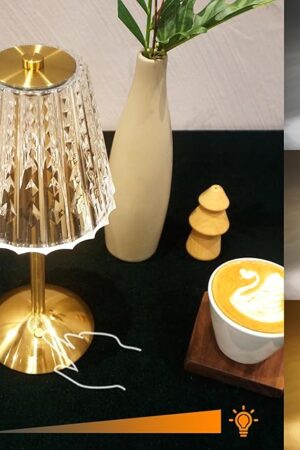 Cordless Table Lamp, Rechargeable Battery Operated Lamp, 3 Color Modes & Stepless Dimmable LED Touch Lamp, Portable Crystal Gold Metal Beside Lamps for Bedroom Living Room Restaurant Outdoor
