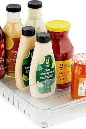 YouCopia RollOut Fridge Caddy BPA-Free Clear Rolling Refrigerator Organizer Bin with Adjustable Dividers and Handles, 9" Wide