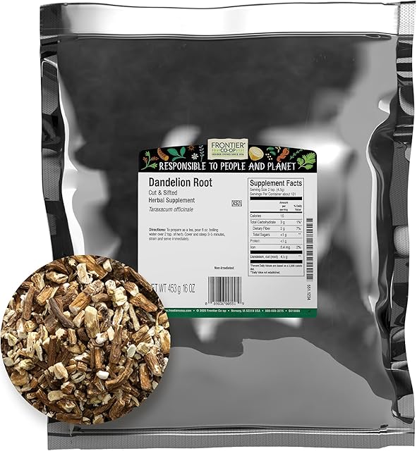 Frontier Co-op Cut and Sifted Dandelion Root 1lb Bulk Bag - Caffeine-Free Coffee Alternative, Perfect for Making Dandelion Root Tea, Powder and Capsules
