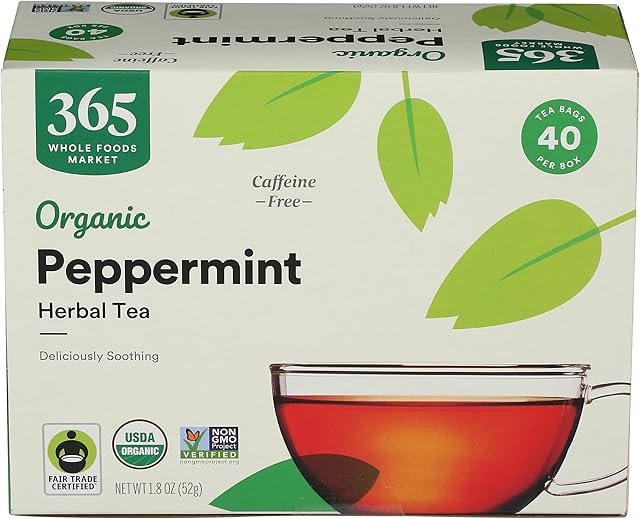 365 by Whole Foods Market, Organic Peppermint Tea (40 Bags), 1.9 Ounce (pack of 12)