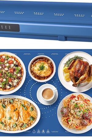 Warming Mat for Food - PHYSEN Electric Warming Tray for Buffet - Silicone Fast Heating Tray - Adjustable Temperature Warming Pads for Parties - Rollable & Portable Warming Kitchen Mat for Home Travel