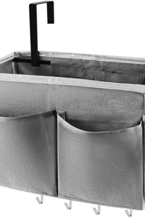 Bedside Storage Organizer Hanging Storage Bag for Headboards for Bunk Bed Grey