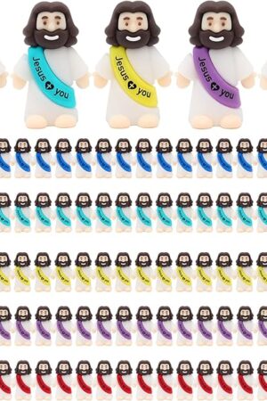 YuDanae Mini Jesus Figures Rubber Jesus Figurines Toys in Bulk Religious Party Favors Sunday School Craft Baptism Gifts for Easter Egg Stuffers