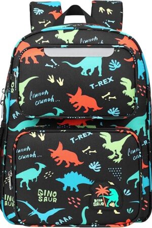 Dinosaur Backpack 15 Inch Kids Backpack for Boys Black